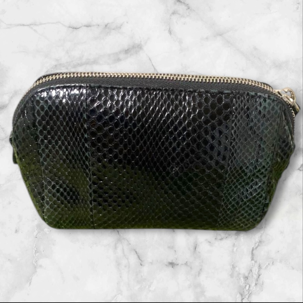 Moncler Black Embossed Leather Beauty Case Makeup Pouch Made in Italy - Picture 4 of 10